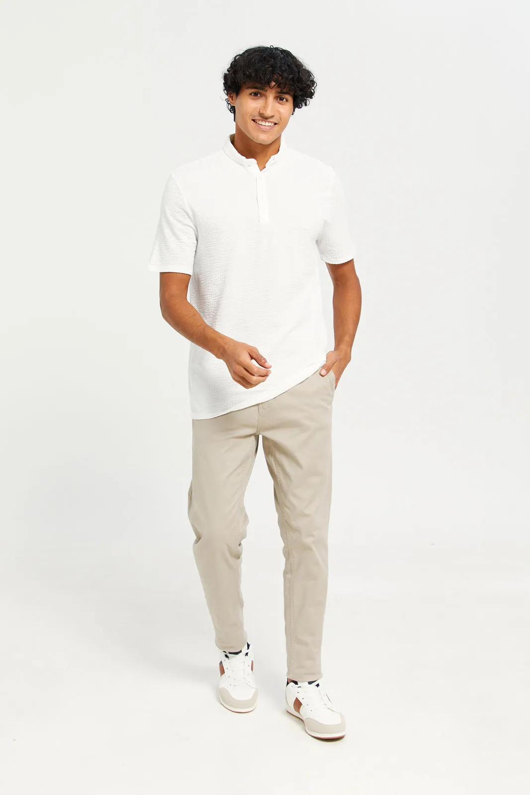 Men White Jacquard T-shirt sold by Redtag product image thumbnail 2