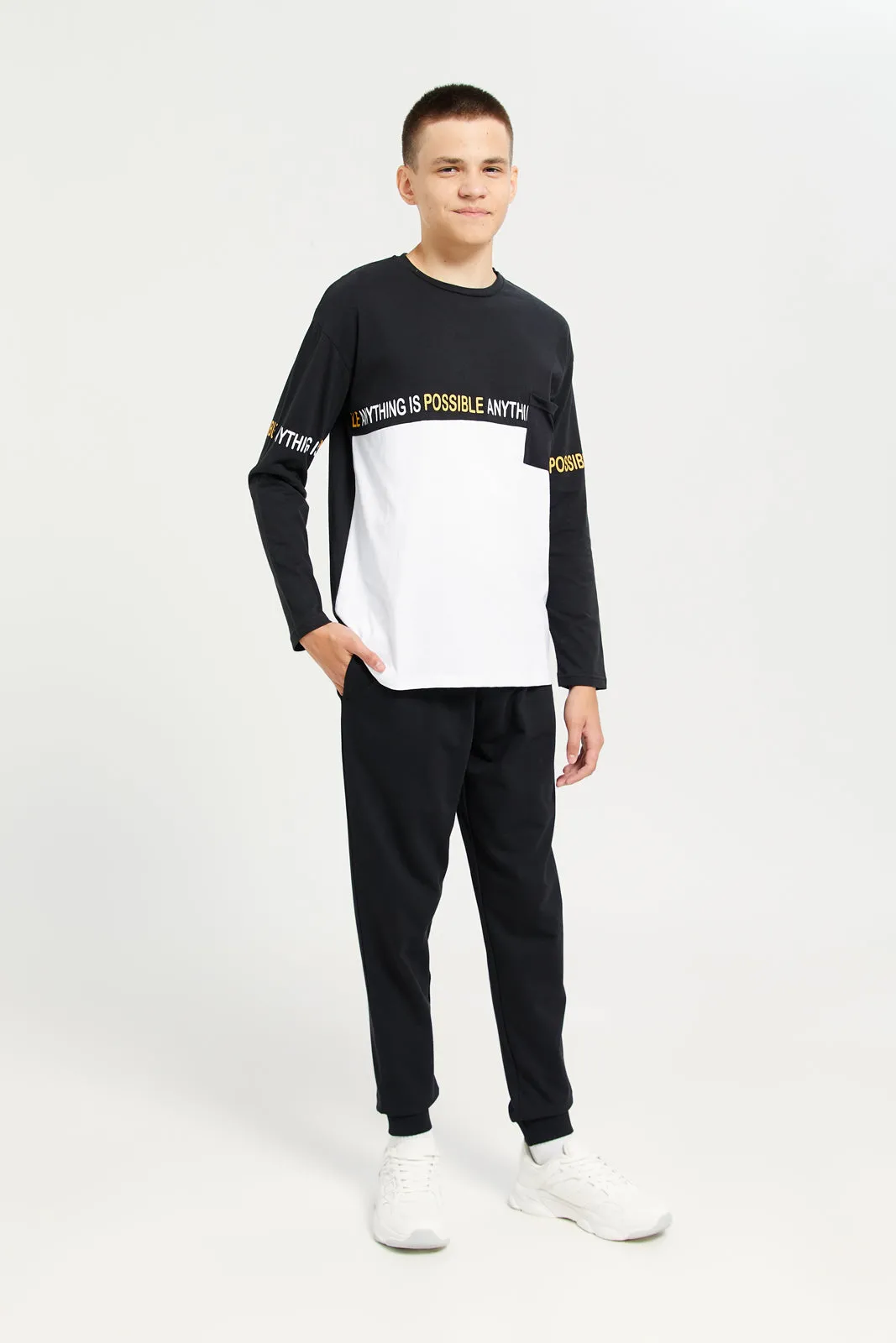 Senior Boys White And Black Printed T-Shirt sold by Redtag product image thumbnail 2