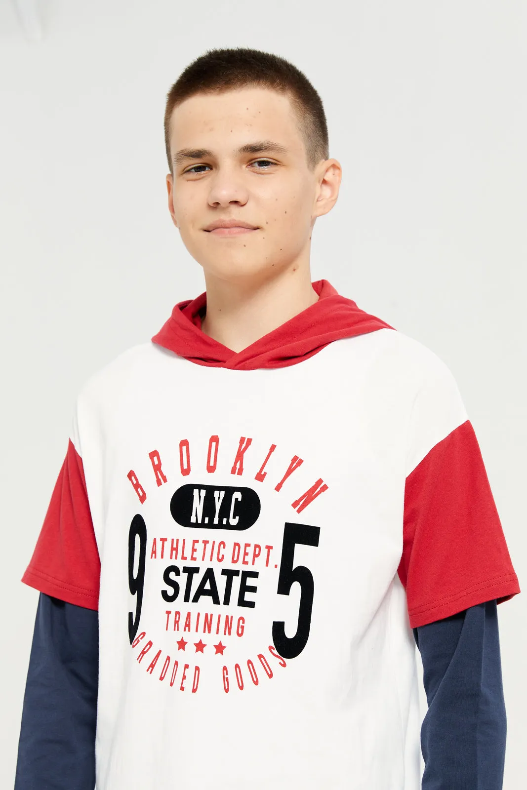 Senior Boys White Hooded T-Shirt sold by Redtag product image thumbnail 4