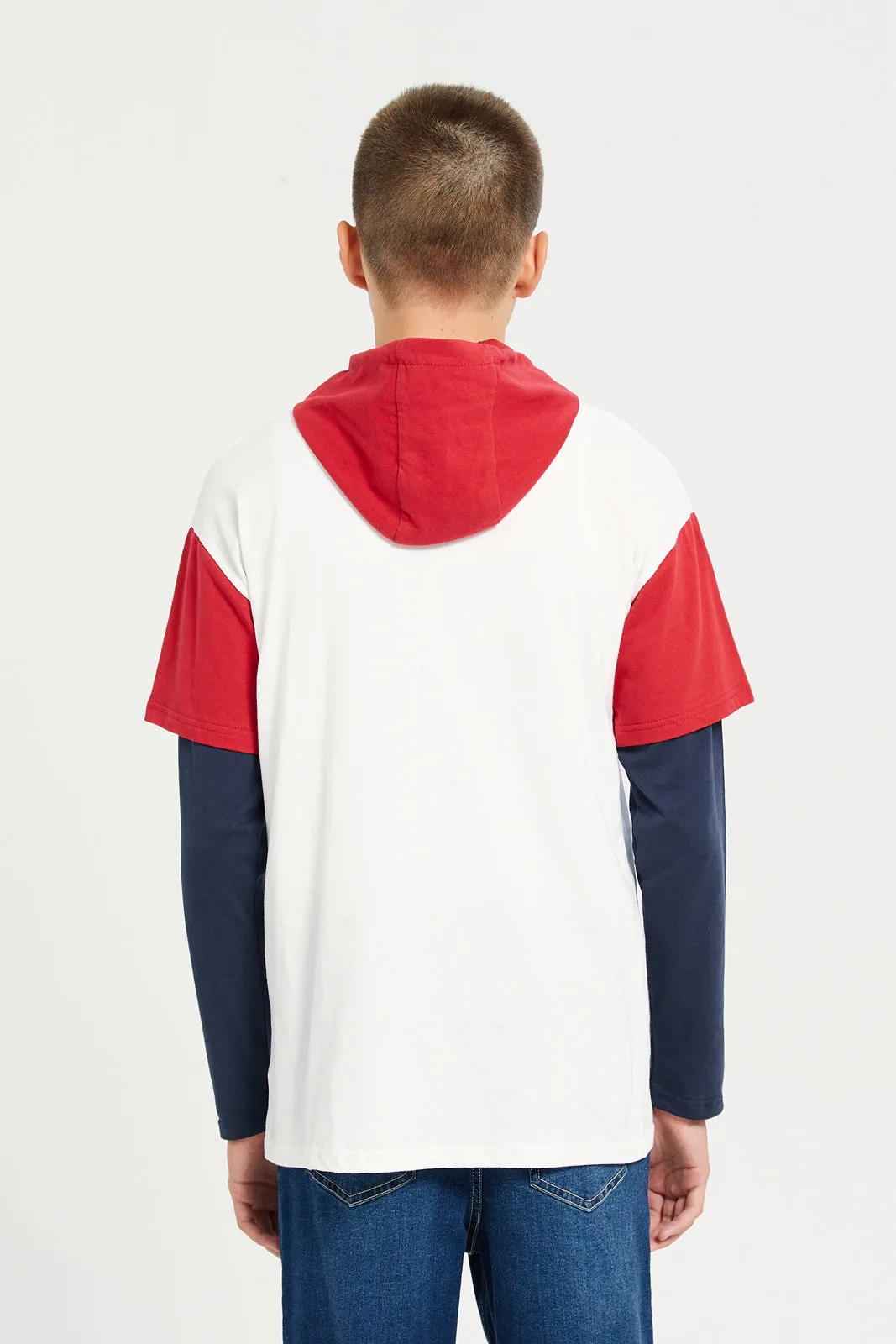 Senior Boys White Hooded T-Shirt sold by Redtag product image thumbnail 3