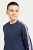 Senior Boys Blue With Printed Sleeves T-Shirt sold by Redtag