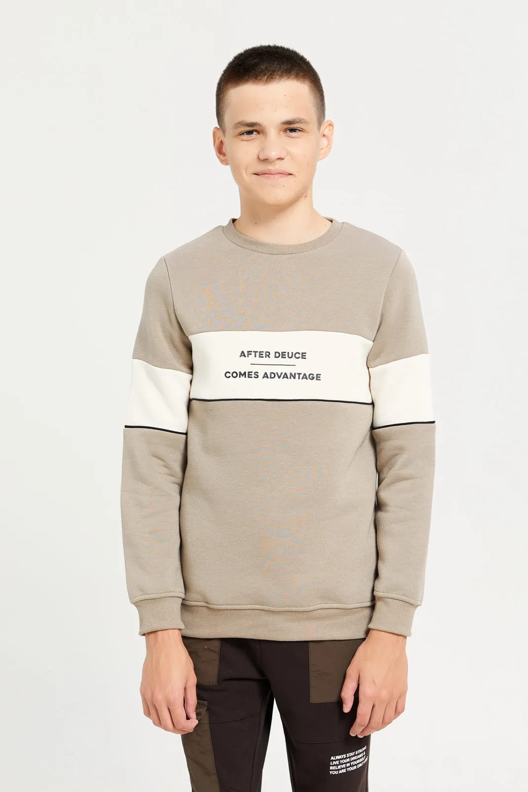 Senior Boys Beige Printed Sweatshirt sold by Redtag