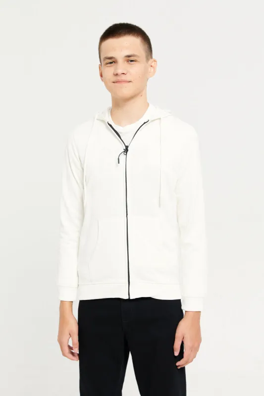 Senior Boys White Hooded Sweatshirt sold by Redtag