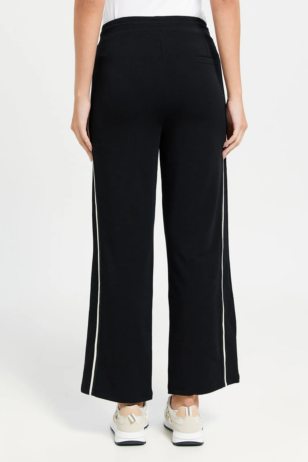 Women Black Active Pant With Ivory Tape Detailing sold by Redtag product image thumbnail 3