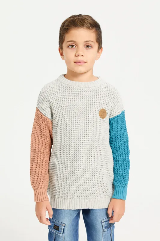 Boys Cream Knitted Pullover sold by Redtag