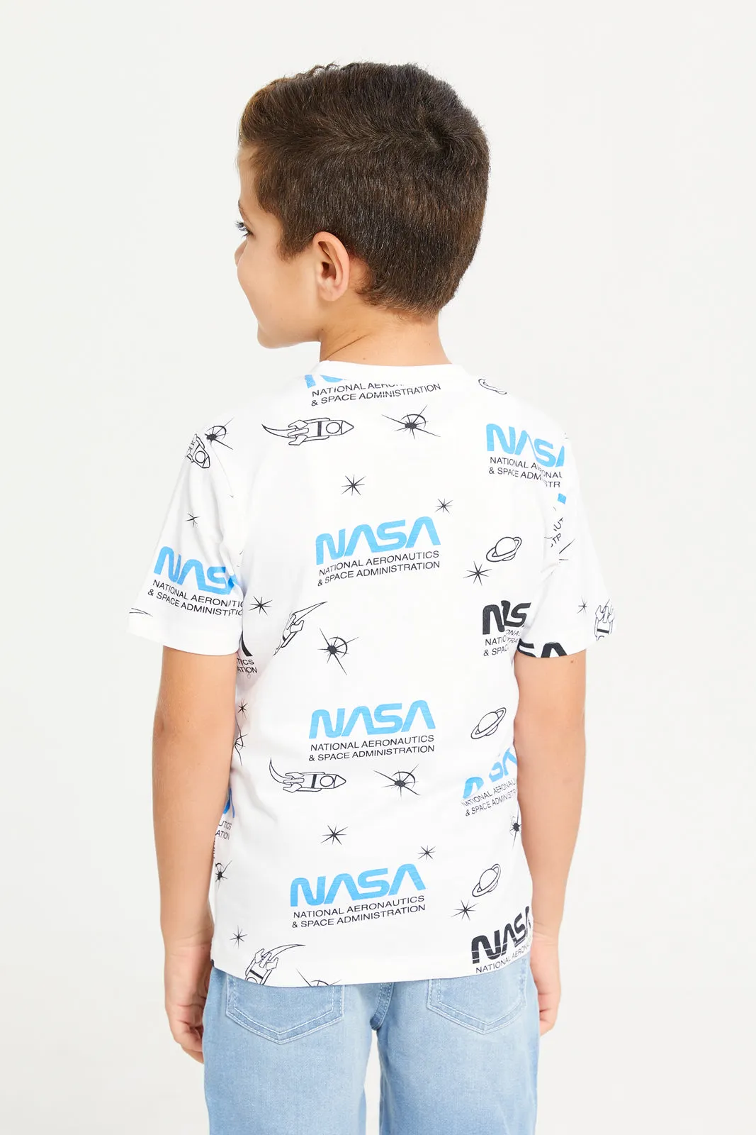 Boys White Nasa Print T-Shirt sold by Redtag product image thumbnail 3