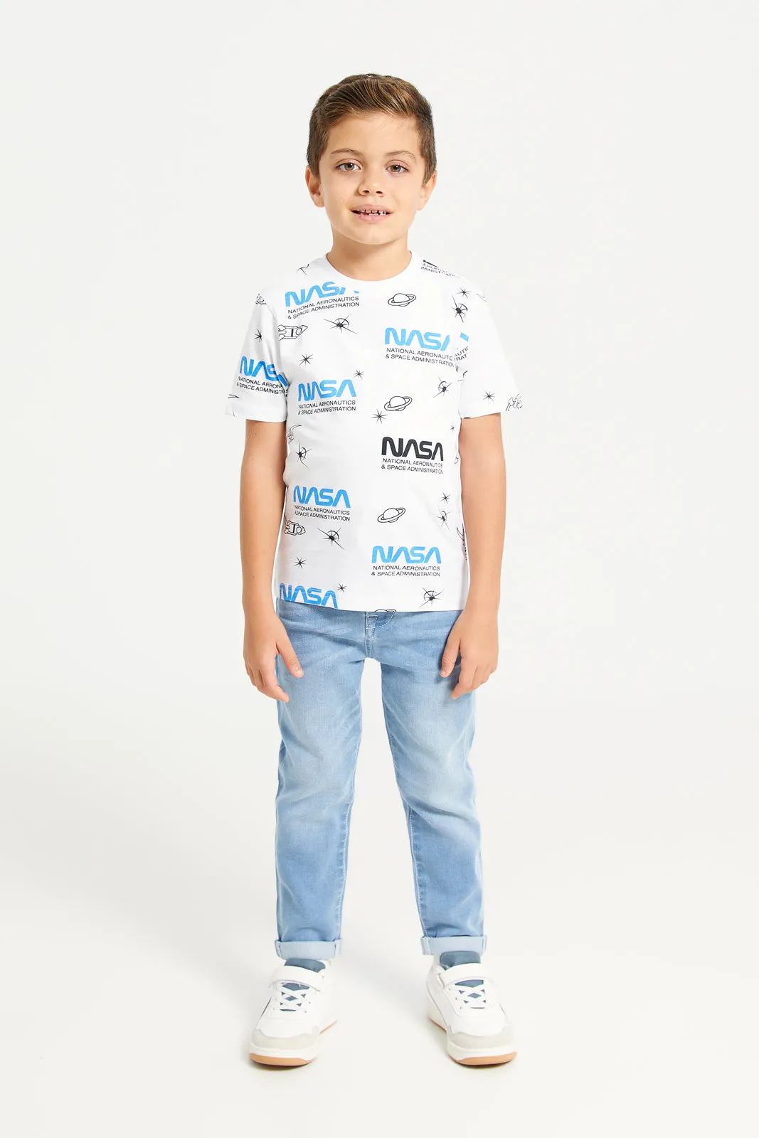 Boys White Nasa Print T-Shirt sold by Redtag product image thumbnail 2