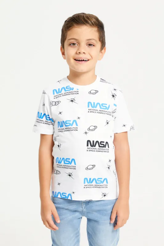 Boys White Nasa Print T-Shirt sold by Redtag