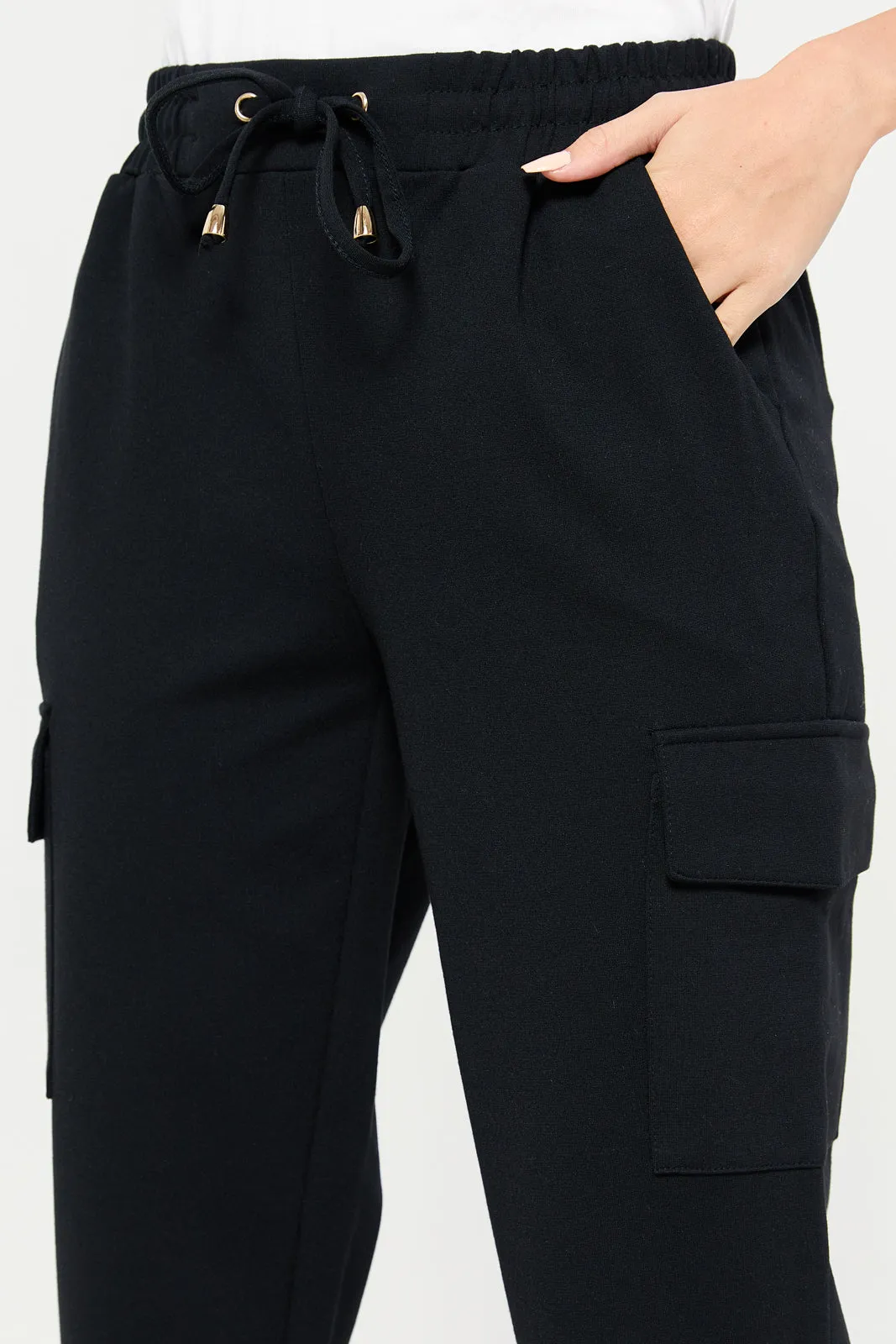 Women Black Elasticated Waist Leggings sold by Redtag product image thumbnail 4