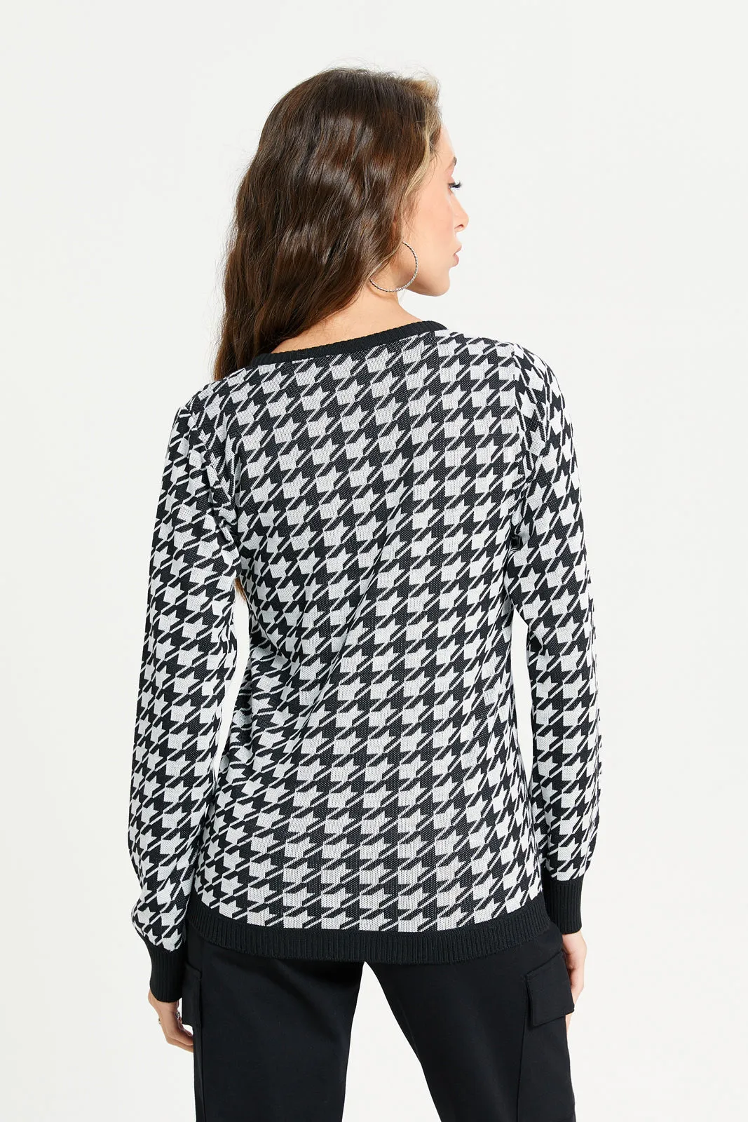 Women Black And White Jacquard Pullover sold by Redtag product image thumbnail 3