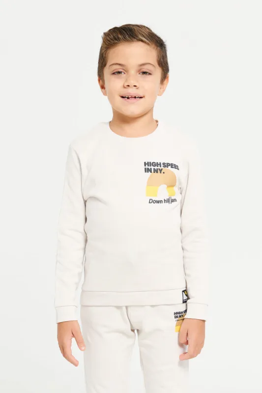 Boys Beige Back Print Sweatshirt sold by Redtag