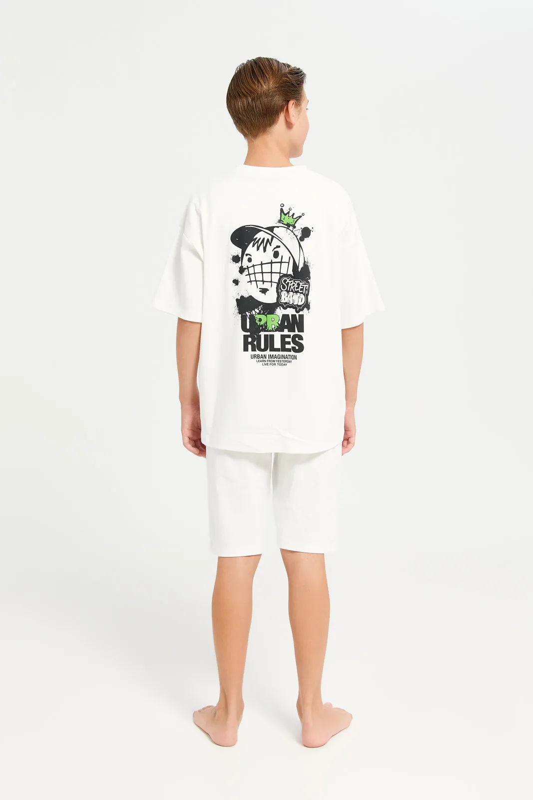 Senior Boys White Dream Rules Oversize Casual Set (2 Piece) sold by Redtag product image thumbnail 4