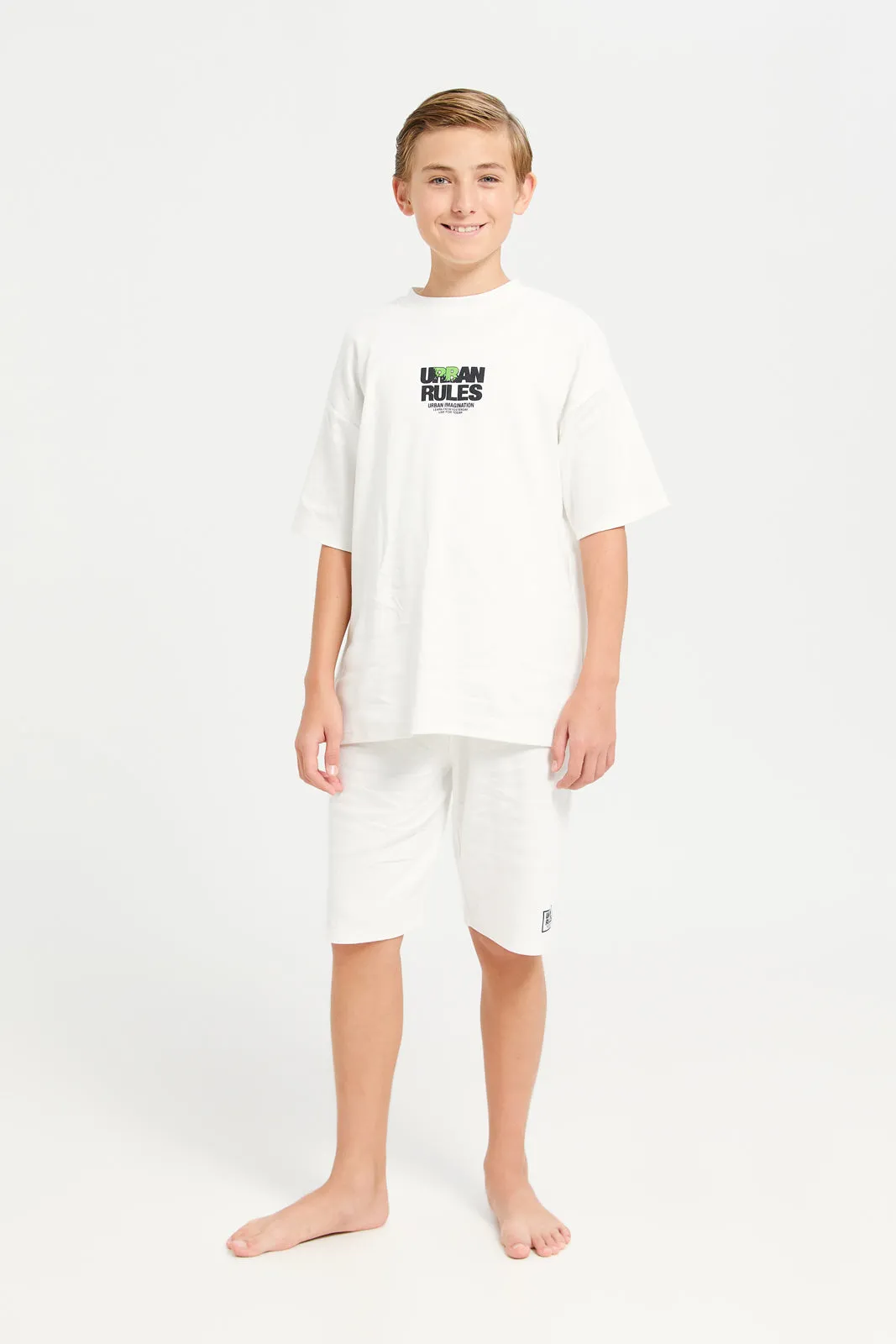 Senior Boys White Dream Rules Oversize Casual Set (2 Piece) sold by Redtag