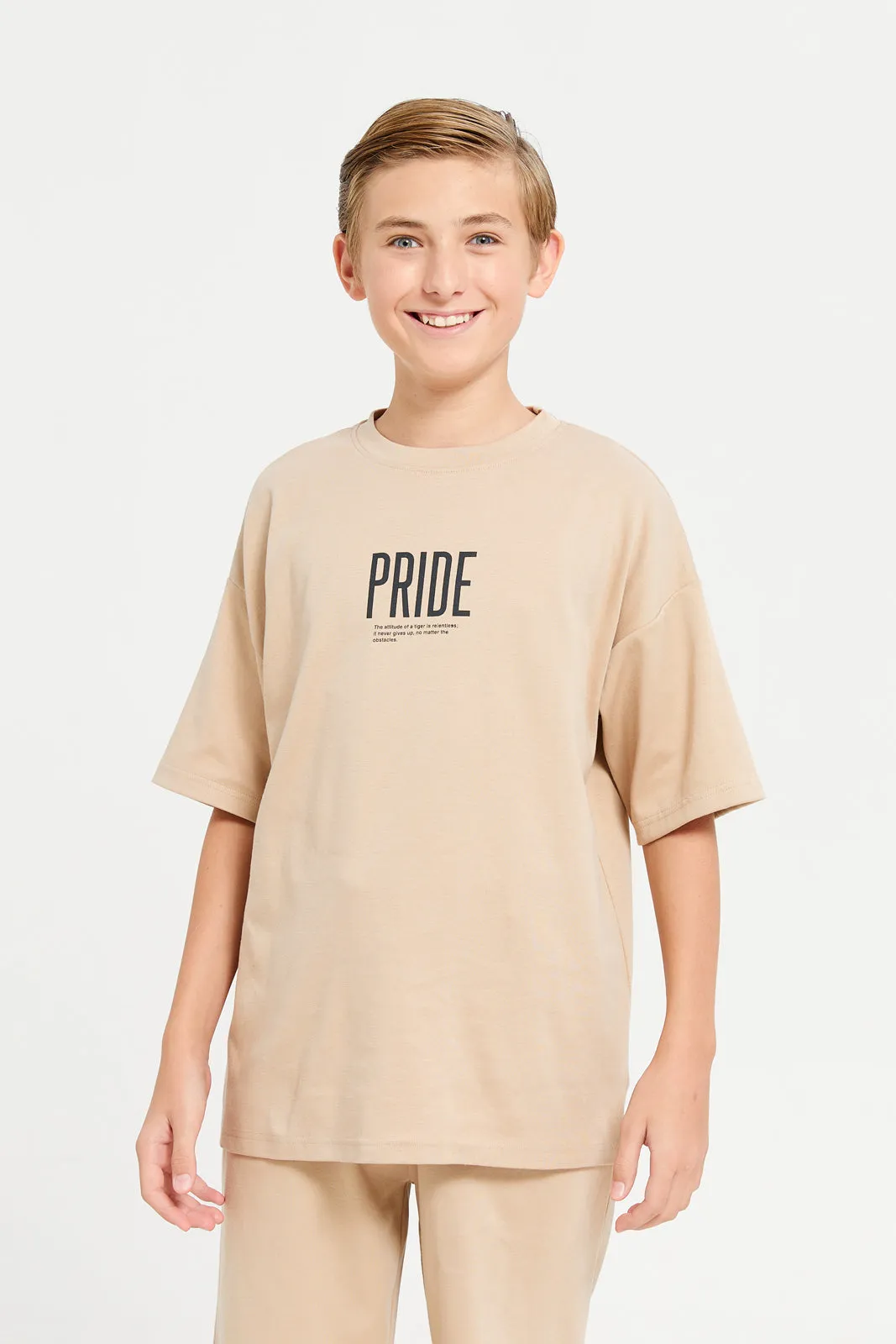 Senior Boys Beige Tiger Pride Oversize Casual Set (2 Piece) sold by Redtag product image thumbnail 2