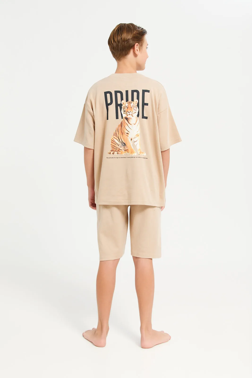 Senior Boys Beige Tiger Pride Oversize Casual Set (2 Piece) sold by Redtag product image thumbnail 4