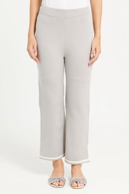 Women Grey Knitted Straight Fit Sweater Pants sold by Redtag
