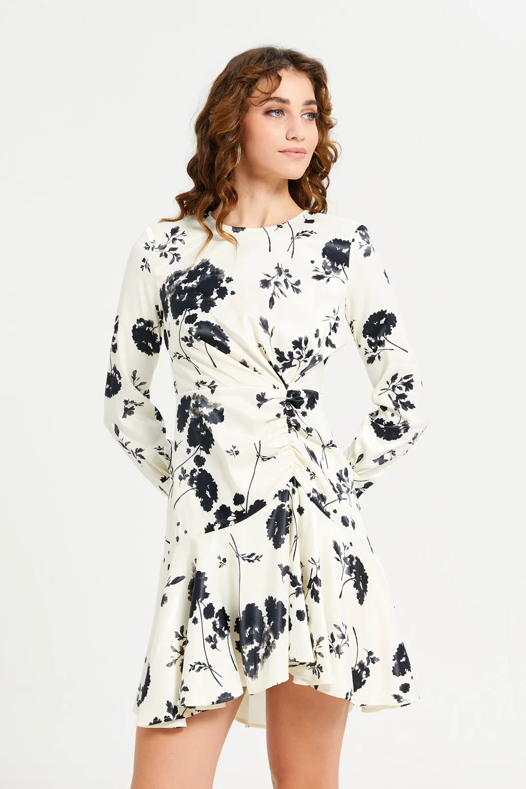 Women White And Black Printed Tiered Dress sold by Redtag