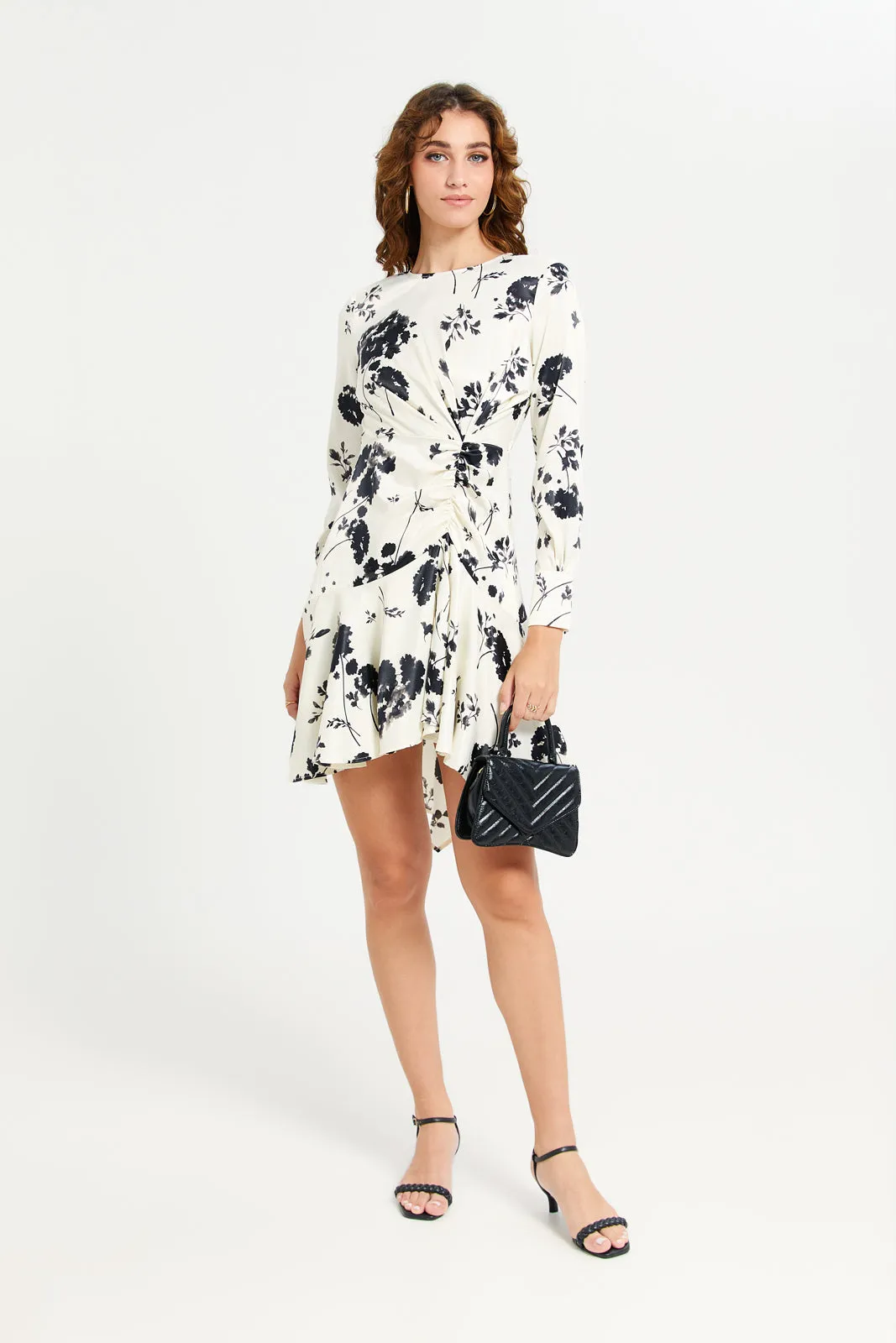 Women White And Black Printed Tiered Dress sold by Redtag product image thumbnail 2