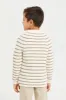 Boys White And Brown Round Neck Stripe Pullover sold by Redtag