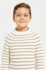 Boys White And Brown Round Neck Stripe Pullover sold by Redtag