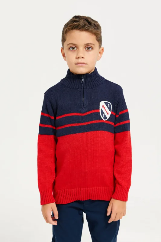 Boys Red High-Neck Sweater sold by Redtag