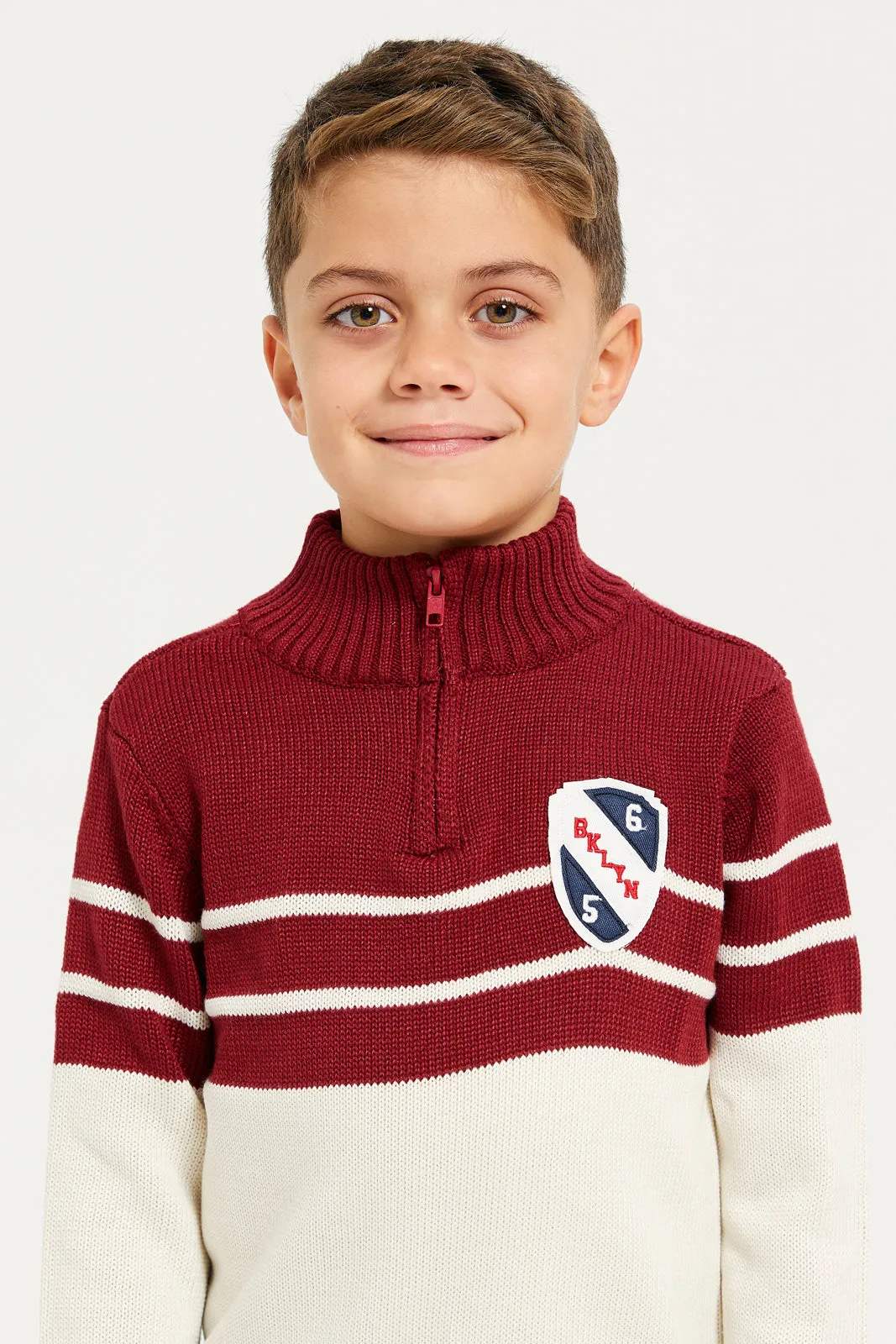 Boys Brown High-Neck Sweater sold by Redtag product image thumbnail 4