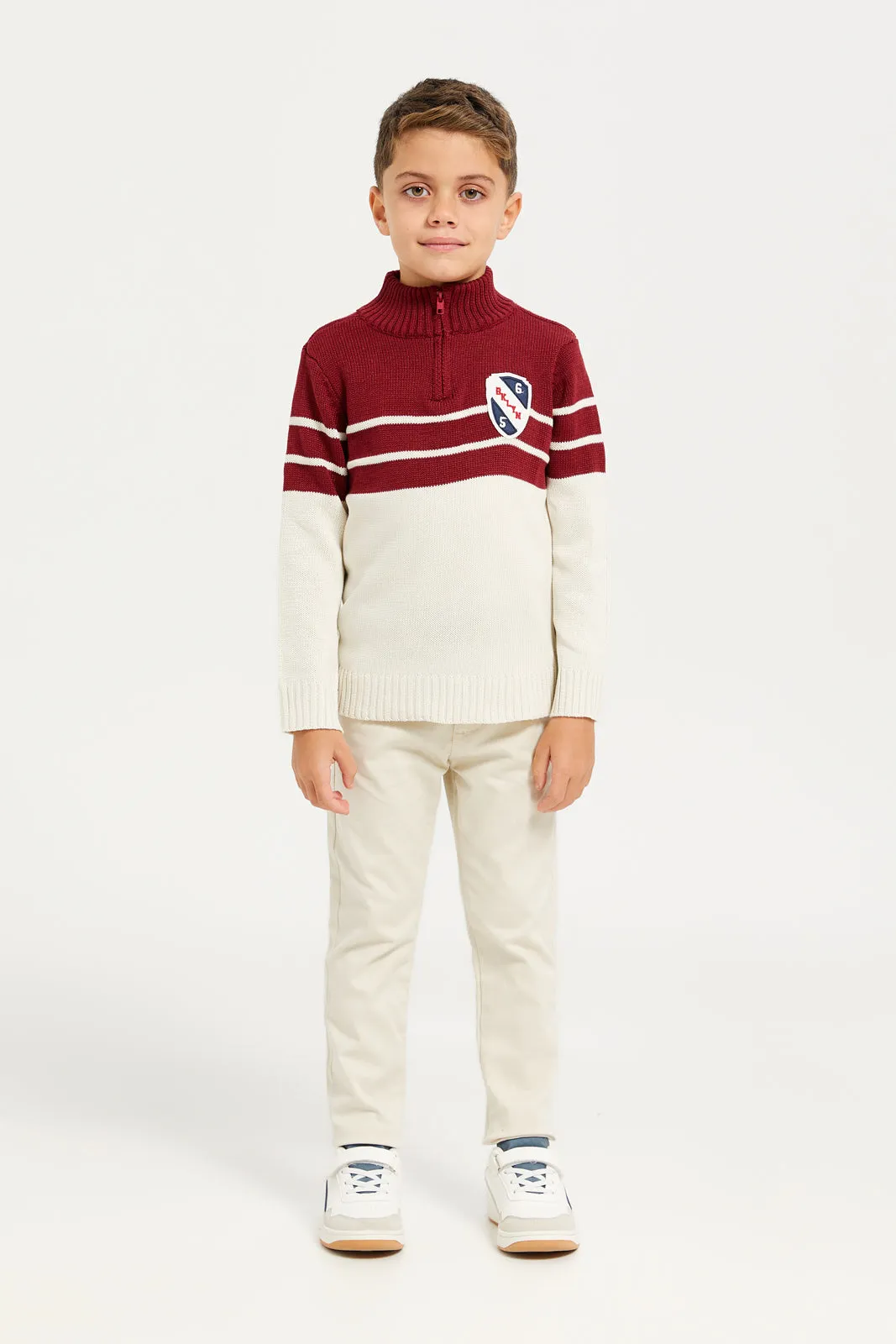 Boys Brown High-Neck Sweater sold by Redtag product image thumbnail 2