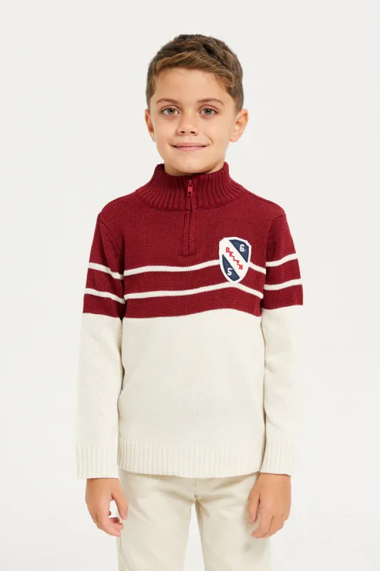 Boys Brown High-Neck Sweater sold by Redtag