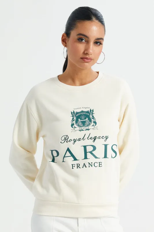 Women Beige Embroidered Sweatshirt sold by Redtag
