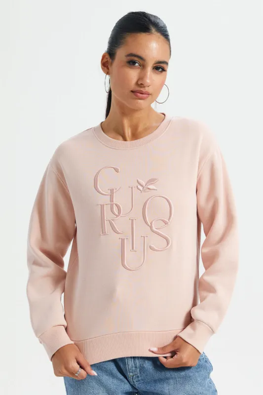 Women Pink Embroidered Sweatshirt sold by Redtag