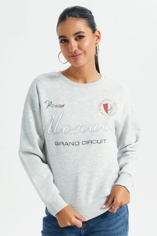 Women Grey Embroidered Sweatshirt sold by Redtag