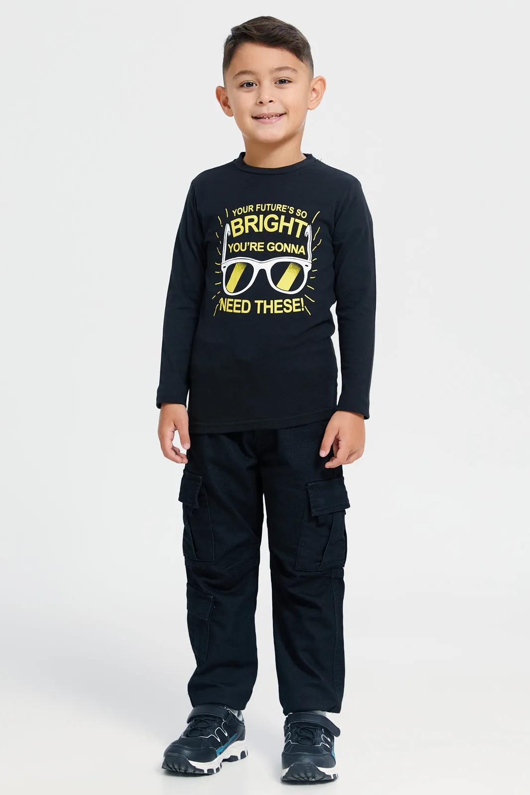 Boys Black Printed Long Sleeves T-Shirt sold by Redtag product image thumbnail 2