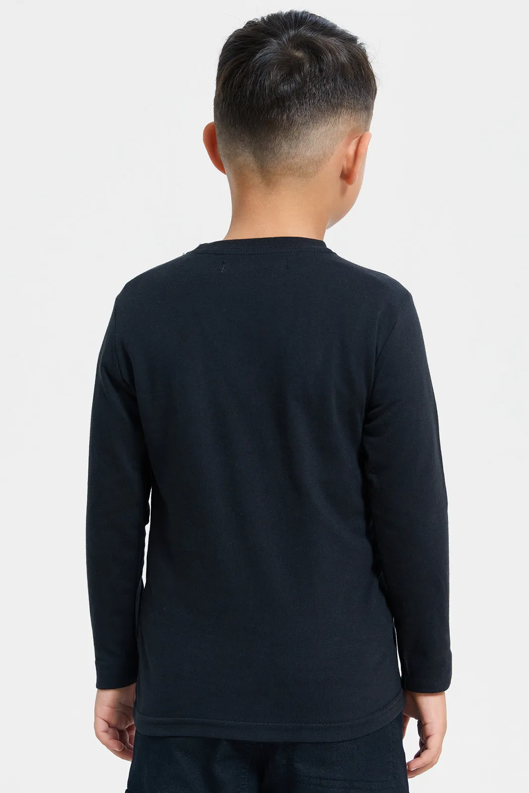 Boys Black Printed Long Sleeves T-Shirt sold by Redtag product image thumbnail 3