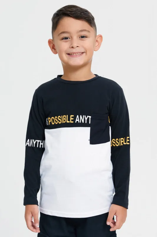 Boys Black Long Sleeves T-Shirt sold by Redtag