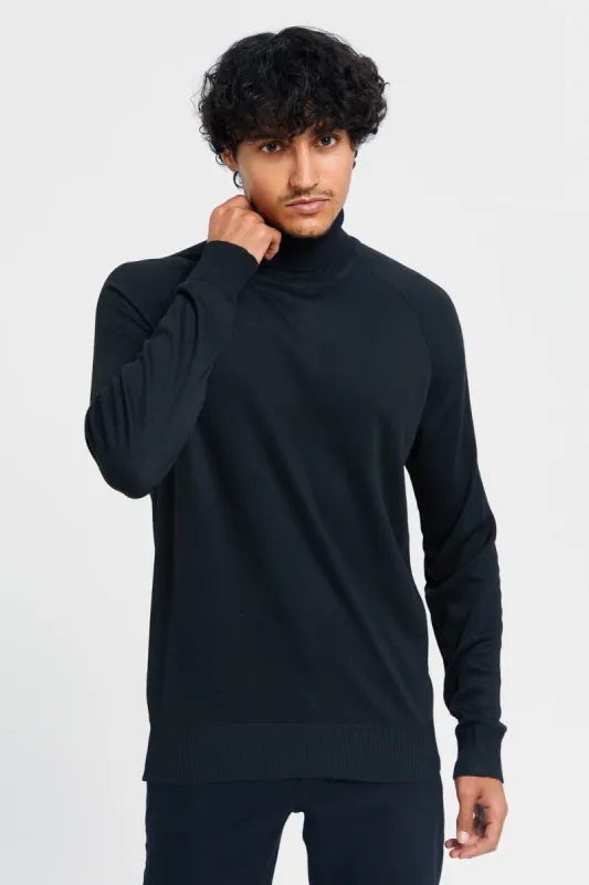 Men Black High Neck Pullover sold by Redtag