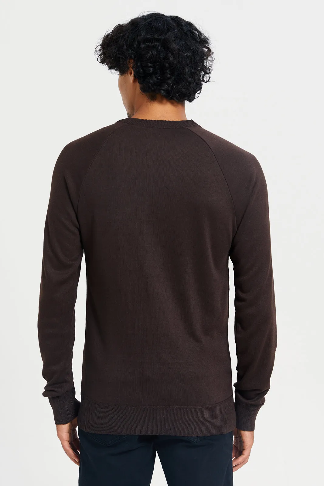 Men Brown Crew Neck Pullover sold by Redtag product image thumbnail 3