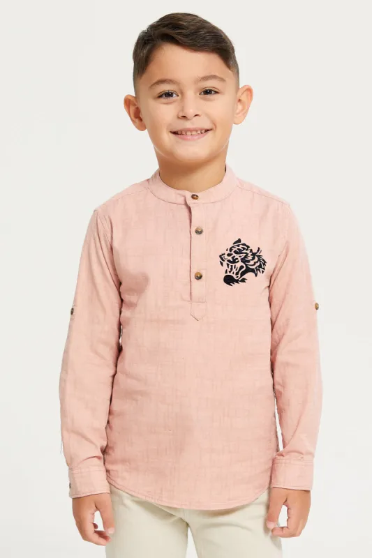 Boys Junior Pink Flock Eagle Print Long Sleeve Shirt sold by Redtag