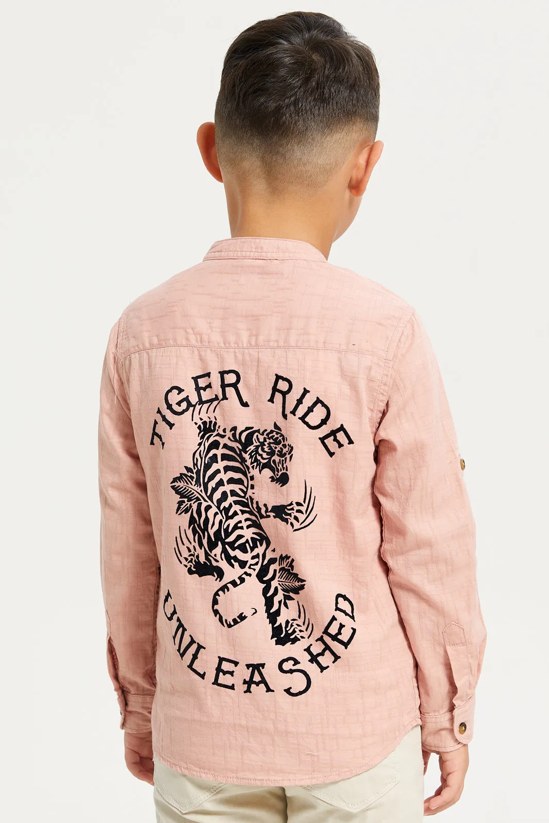 Boys Junior Pink Flock Eagle Print Long Sleeve Shirt sold by Redtag product image thumbnail 3