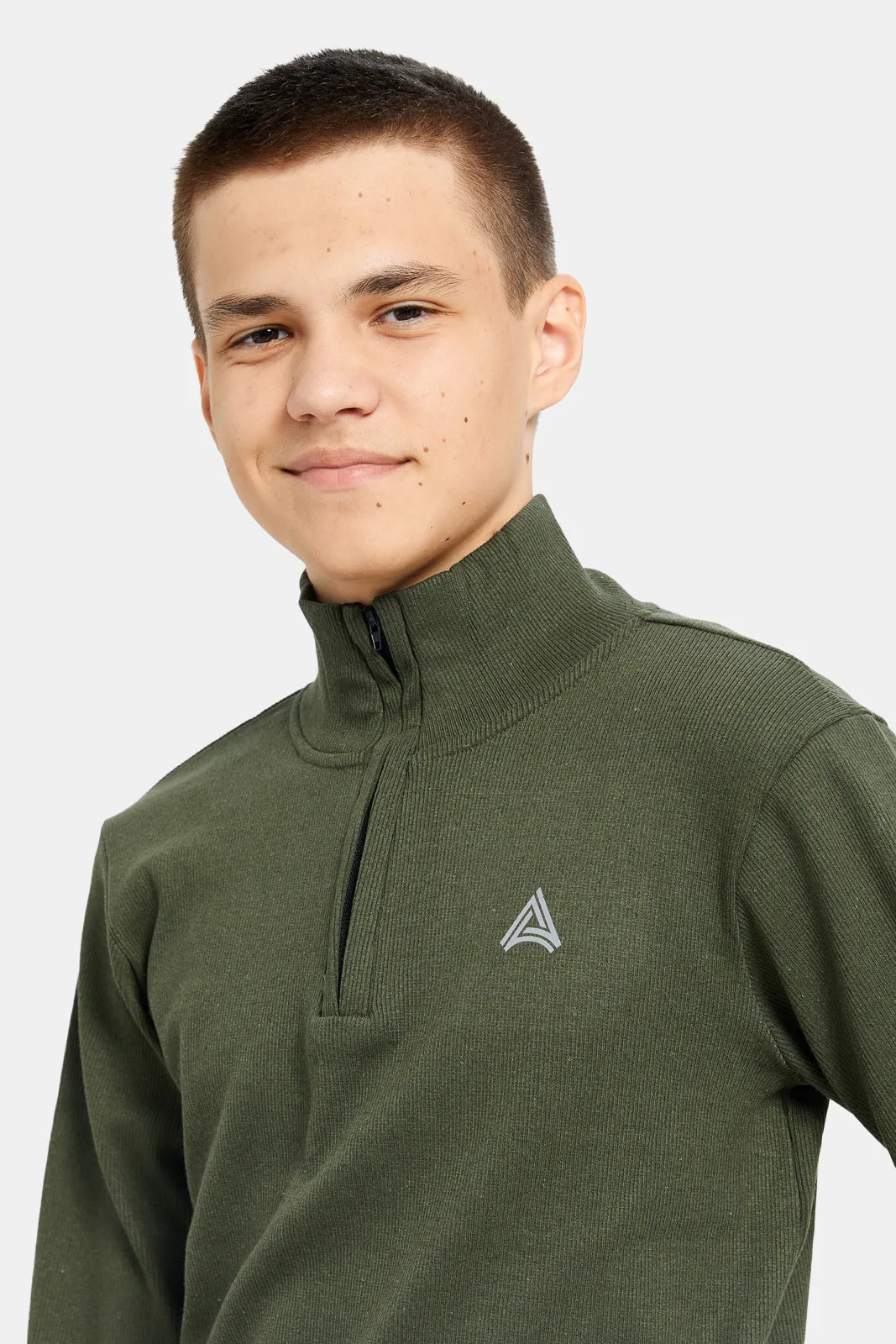 Senior Boys Olive High Neck T-Shirt sold by Redtag product image thumbnail 4