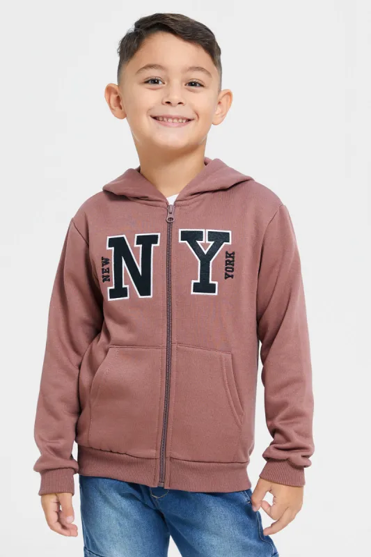 Boys Taupe Hooded Sweatshirt sold by Redtag