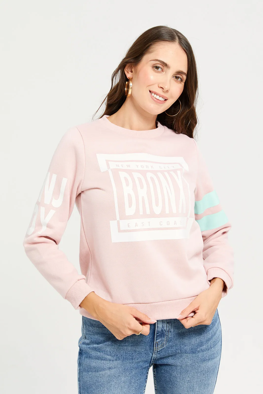 Women Pink Printed Sweatshirt sold by Redtag