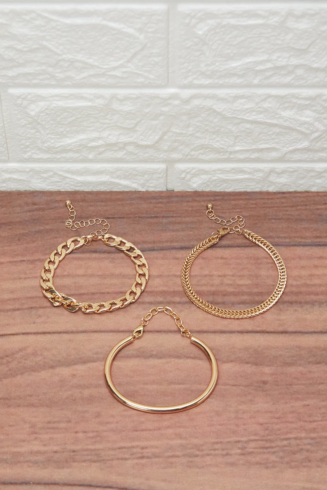 Women Gold Embellished Bracelet Set (Pack of 3) sold by Redtag