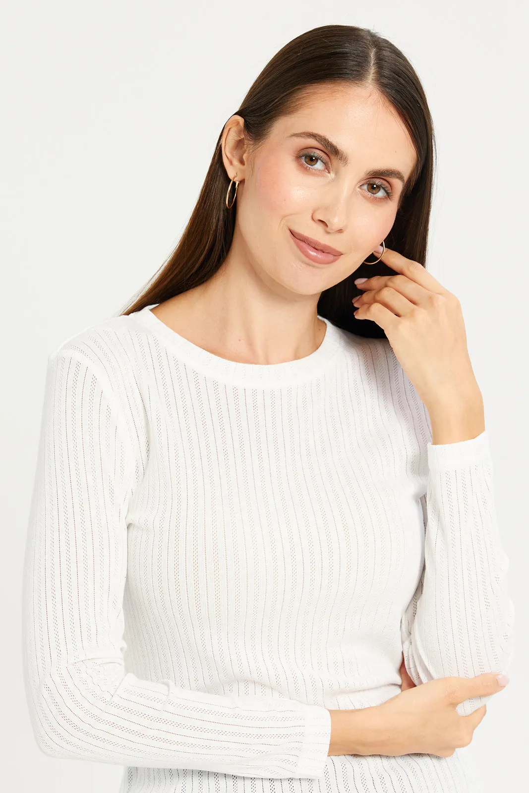 Women White Long Sleeve Thermal Top sold by Redtag product image thumbnail 4