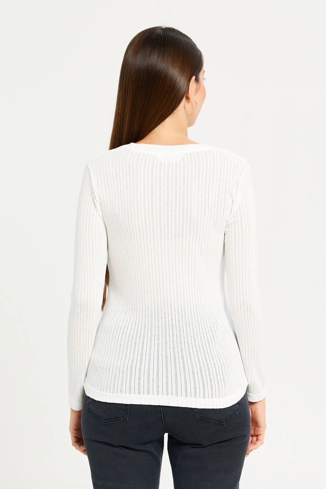 Women White Long Sleeve Thermal Top sold by Redtag product image thumbnail 3