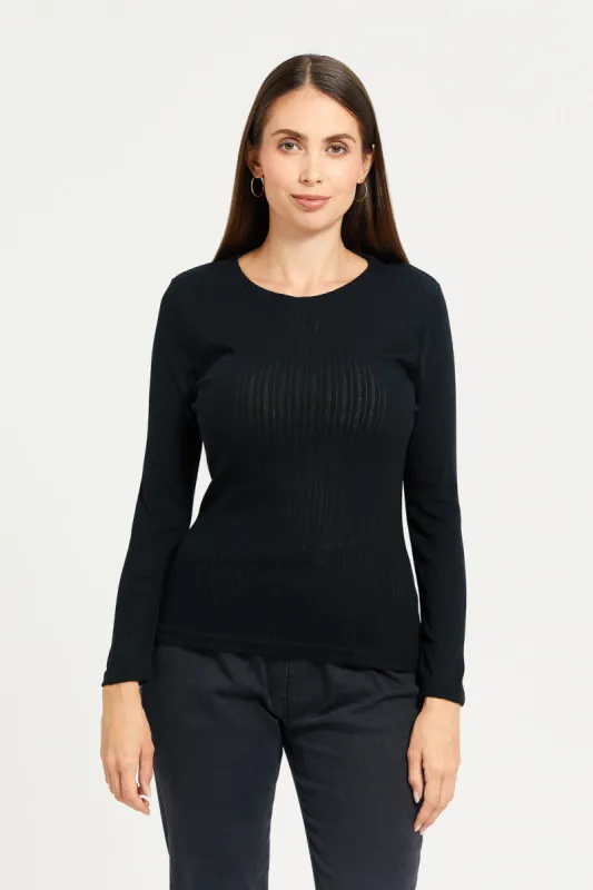 Women Black Long Sleeve Thermal Top sold by Redtag