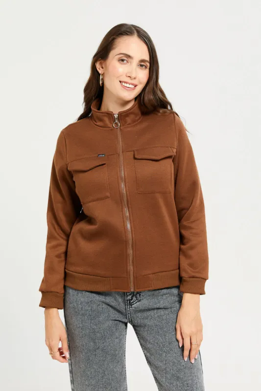 Women Brown Short Jacket sold by Redtag