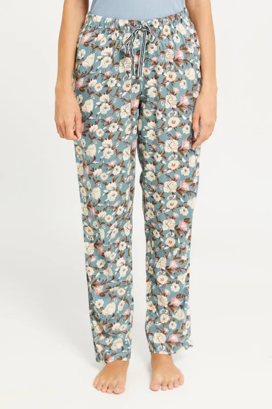 Women Blue Woven Pyjama Bottom sold by Redtag