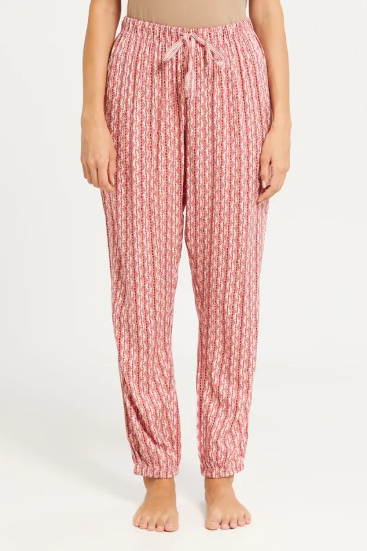 Women Red Woven Pyjama Bottom sold by Redtag