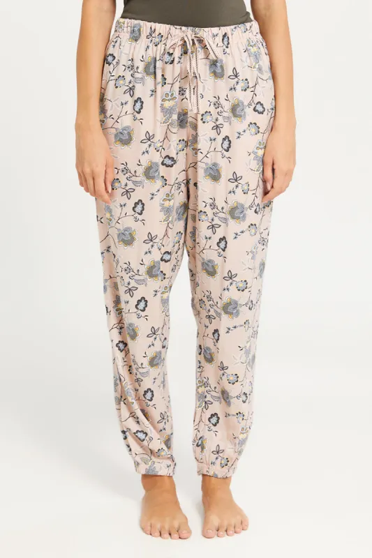 Women Beige Woven Pyjama Bottom sold by Redtag