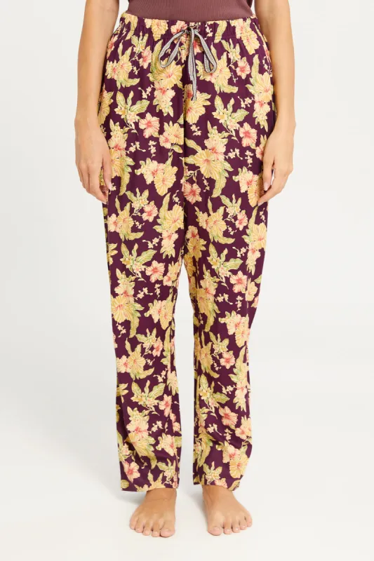 Women Purple Woven Pyjama Bottom sold by Redtag